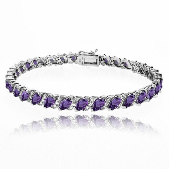 African Amethyst Tennis Bracelet with White Topaz Accents in Sterling Silver