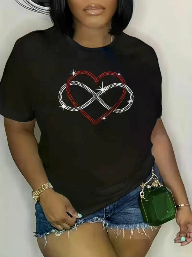 Women'S Heart Printed T-Shirt Casual Sports Round Neck Short Sleeve Comfortable Versatile T-Shirt - Image 19