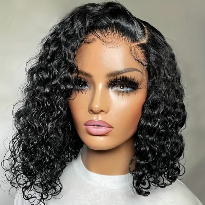 Luxurious Deep Wave Curly Bob Lace Front Wig for Women - 200% Density, 13x4 HD Transparent Swiss Lace, Pre-Plucked & Glueless, Brazilian Human Hair, Water Wave Texture, Available in 10-16 Inches - Image 41