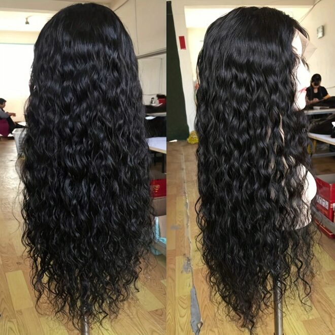 Synthetic Wig 13x3 Long Black Loose Curly Lace Front Wig Black Wig Loose Curly Transparent Lace Front For Women - Image 3