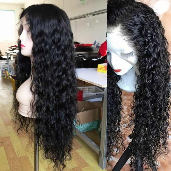 Synthetic Wig 13x3 Long Black Loose Curly Lace Front Wig Black Wig Loose Curly Transparent Lace Front For Women - Image 5