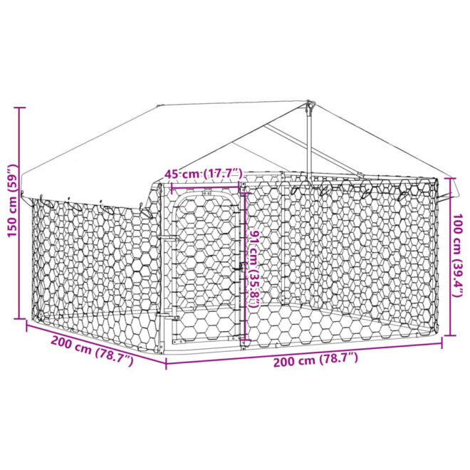 Outdoor Dog Kennel with Roof 78.7"x78.7"x59.1" - Image 10