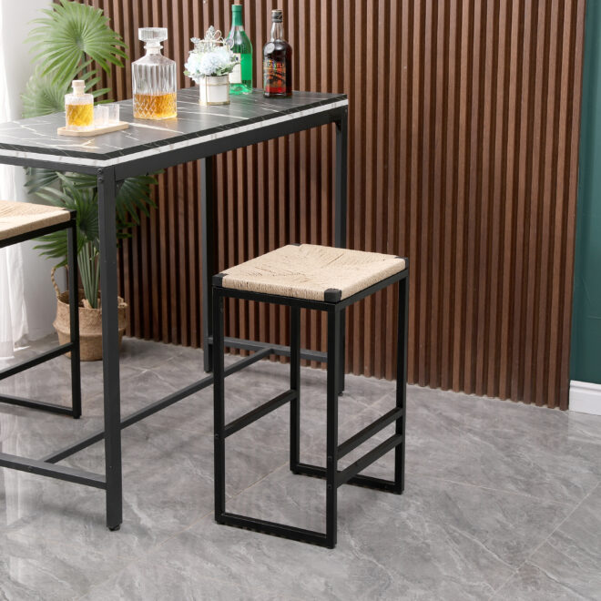 Set of 2 Backless Bar Stools for Kitchen Counter Paper Rope Woven Dining Chairs for Home & Kitchen (Paper Rope Backless) - Image 3
