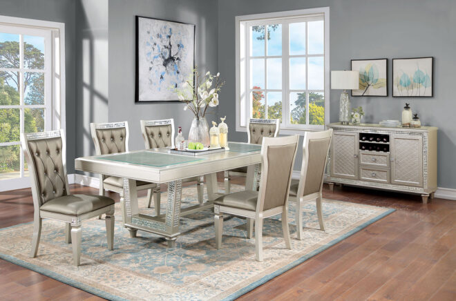 Formal Traditional Set of 2 Dining Chairs Champagne / Warm Grey Solid wood Leatherette Cushion Button Tufted Side Chairs Kitchen Dining Room Furniture - Image 9