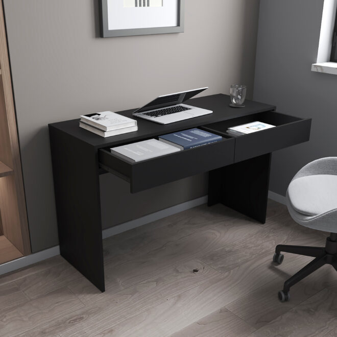 Black Wengue 2-Drawer Computer Desk - Image 3