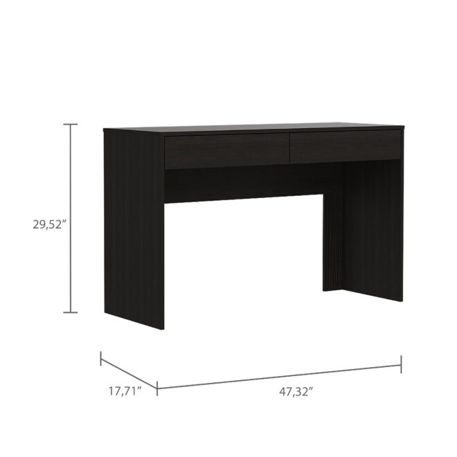Black Wengue 2-Drawer Computer Desk - Image 6