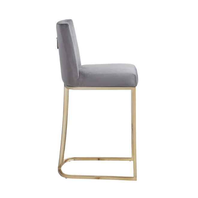 Woker Furniture Bar Stools Set of 2 Counter Height 26" Bar Stools with Back, Gold Brushed Barstools Modern Velvet Fabric Kitchen Stools for Counter Pub, Upholstered Dining Chairs - Gray - Image 5