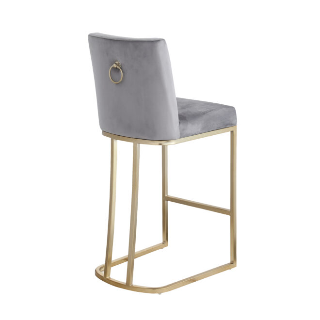 Woker Furniture Bar Stools Set of 2 Counter Height 26" Bar Stools with Back, Gold Brushed Barstools Modern Velvet Fabric Kitchen Stools for Counter Pub, Upholstered Dining Chairs - Gray - Image 6