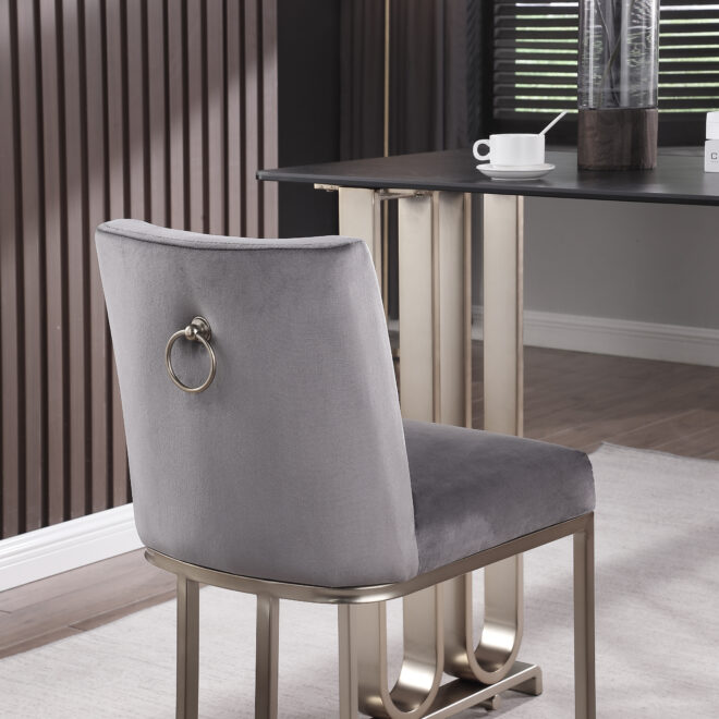 Woker Furniture Bar Stools Set of 2 Counter Height 26" Bar Stools with Back, Gold Brushed Barstools Modern Velvet Fabric Kitchen Stools for Counter Pub, Upholstered Dining Chairs - Gray - Image 9