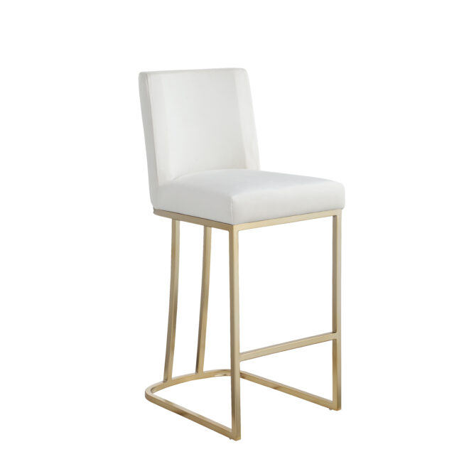 Woker Furniture Bar Stools Set of 2 Counter Height 26" Bar Stools with Back, Gold Brushed Barstools Modern Velvet Fabric Kitchen Stools for Counter Pub, Upholstered Dining Chairs - Creamy White - Image 4