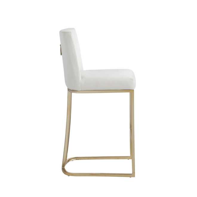 Woker Furniture Bar Stools Set of 2 Counter Height 26" Bar Stools with Back, Gold Brushed Barstools Modern Velvet Fabric Kitchen Stools for Counter Pub, Upholstered Dining Chairs - Creamy White - Image 5