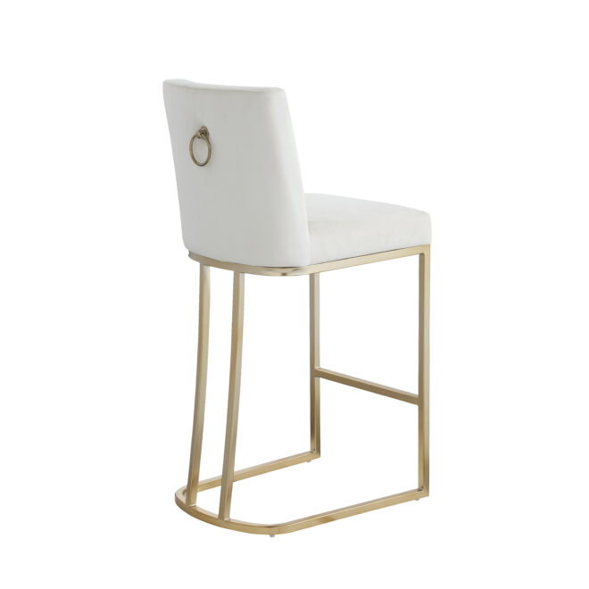 Woker Furniture Bar Stools Set of 2 Counter Height 26" Bar Stools with Back, Gold Brushed Barstools Modern Velvet Fabric Kitchen Stools for Counter Pub, Upholstered Dining Chairs - Creamy White - Image 6