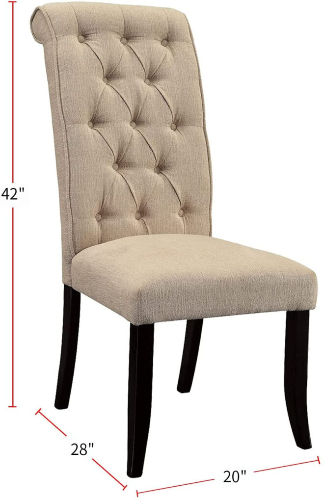 Dining Room Furniture Contemporary Rustic Style Beige Fabric Upholstered Tufted Set of 2 Chairs Kitchen Breakfast - Image 12