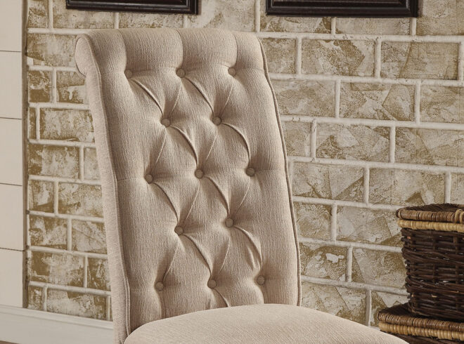 Dining Room Furniture Contemporary Rustic Style Beige Fabric Upholstered Tufted Set of 2 Chairs Kitchen Breakfast - Image 3