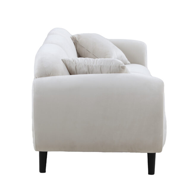 Mid Century Modern 3 seater Couch Velveteen sofa with solid wood leg for Living Room, bedroom, livingroom Beige - Image 8