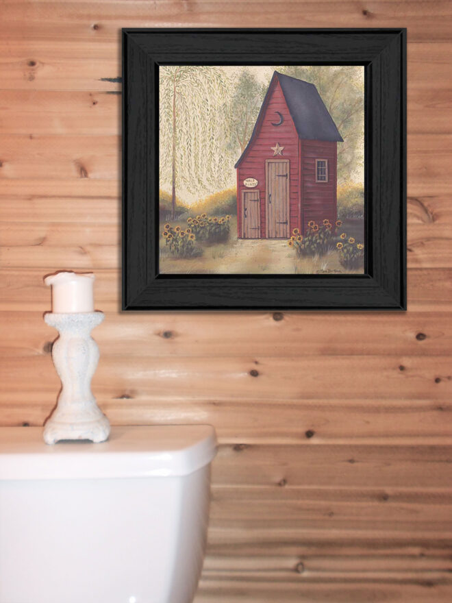 "Folk Art Outhouse" By Pam Britton, Printed Wall Art, Ready To Hang Framed Poster, Black Frame - Image 2