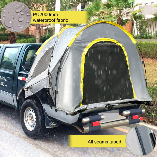 VEVOR Truck Tent 5-5.2' Truck Bed Tent, Full-Size Pickup Tent, Waterproof Truck Camper, 2 Mesh Windows, Easy To Setup Truck Tents For Camping, Hiking, Fishing, Grey Color - Image 2