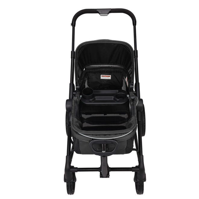 VEVOR All-Terrain Stroller Wagon, 2 Seats Foldable Expedition 2-in-1 Collapsible Wagon Stroller, Includes Canopy, Parent Organizer, Snack Tray & Cup Holders, 55lbs for Single Seat, Black - Image 10