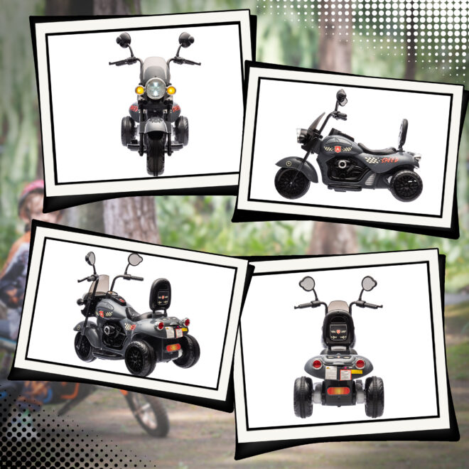 Qaba Electric Motorcycle for Kids, 3 Wheel 6V Battery Powered Chopper Motorbike, Ride on Motorcycle with Headlights, Music, Forward & Reverse for Boys and Girls Ages 3-6 Years, Gray - Image 2