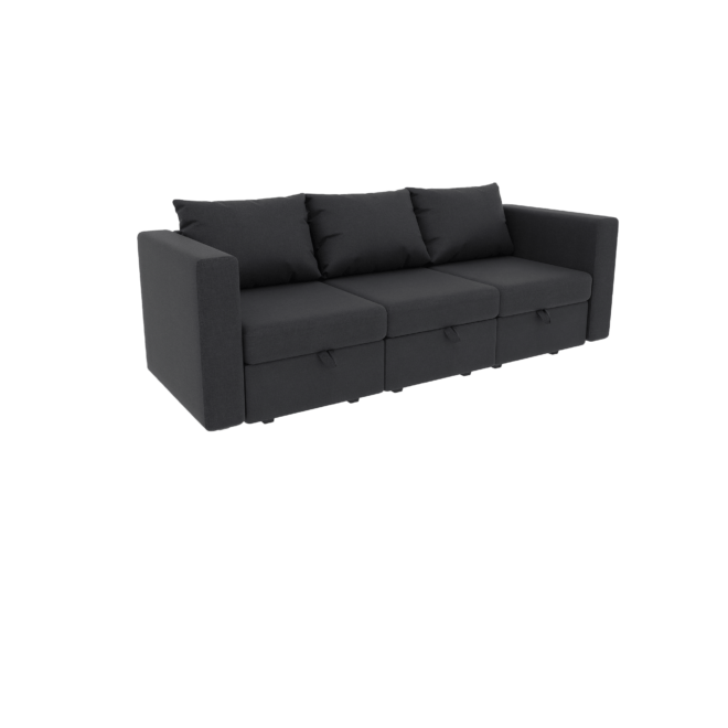 Livelylodge Modular 3-Seat Sofa with Wooden Frame and Pull-Out Bed,  Convertible Sectional Sofa for Living Room, Available in Black, White, and Gray 85" L x 30.5" W x 34" H.