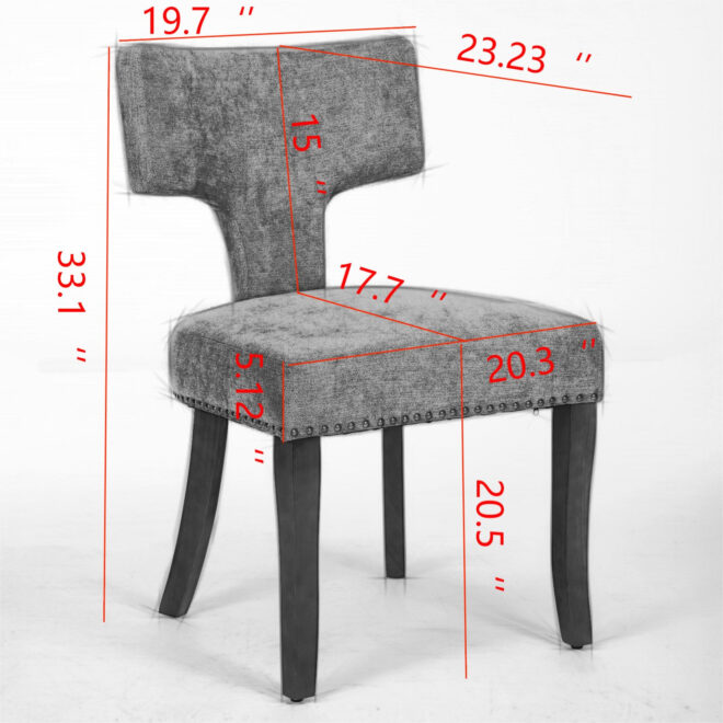 Mid Century Modern Dining Chairs Set of 2, Farmhouse Linen Fabric Upholstered Accent Chair Curved Backrest with Copper Nails around,Kitchen Chairs with Hardwood Frame, Orange - Image 8