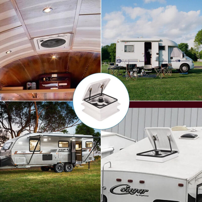 RV Roof Vent Fan 14" with LED Light,4 Speed Reversible 12V RV Exhaust Fan Low Noise,UV Protection,Manual Open for Camper,Travel,Cargo Trailer - Image 7
