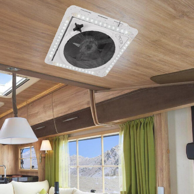 RV Roof Vent Fan 14" with LED Light,4 Speed Reversible 12V RV Exhaust Fan Low Noise,UV Protection,Manual Open for Camper,Travel,Cargo Trailer - Image 14