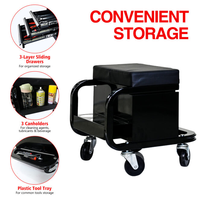 Heavy Duty Workshop Bench - Rolling Bench For Garages And Workshops With 360 Degree Swivel Wheels - Ideal Mechanical Bench or Workshop Bench - Image 3