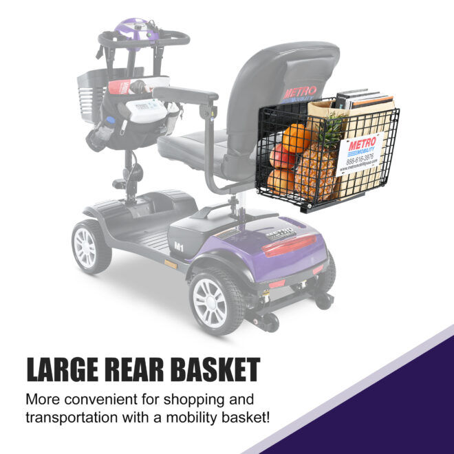 Four wheels Compact Travel Mobility Scooter with 300W Motor for Adult-300lbs, Dark Purple - Image 4