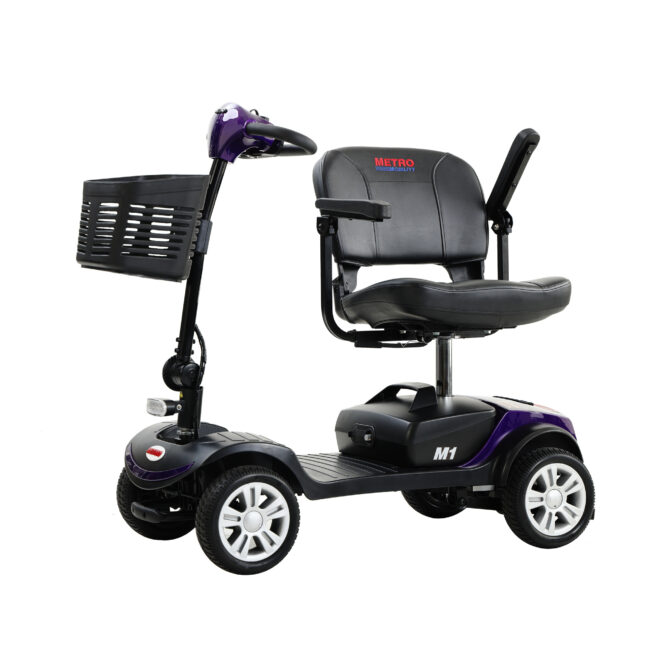 Four wheels Compact Travel Mobility Scooter with 300W Motor for Adult-300lbs, Dark Purple - Image 7