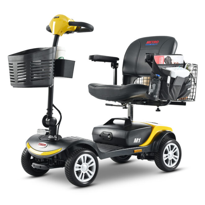 Four wheels Compact Travel Mobility Scooter with 300W Motor for Adult-300lbs, YELLOW - Image 4