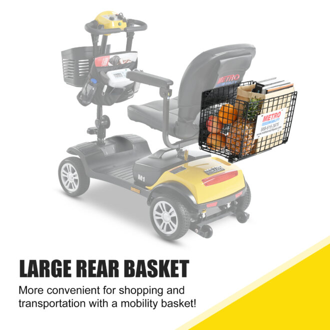 Four wheels Compact Travel Mobility Scooter with 300W Motor for Adult-300lbs, YELLOW - Image 5