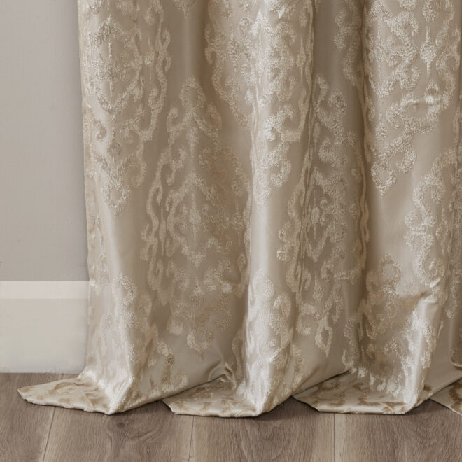 Knitted Jacquard Damask Total Blackout Grommet Top Curtain Panel(Only 1 Pc Panel) - Image 12