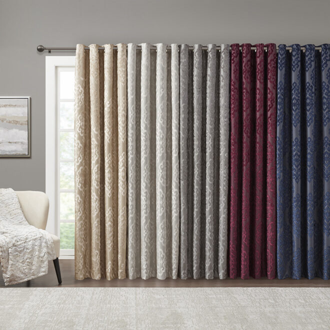 Knitted Jacquard Damask Total Blackout Grommet Top Curtain Panel(Only 1 Pc Panel) - Image 4
