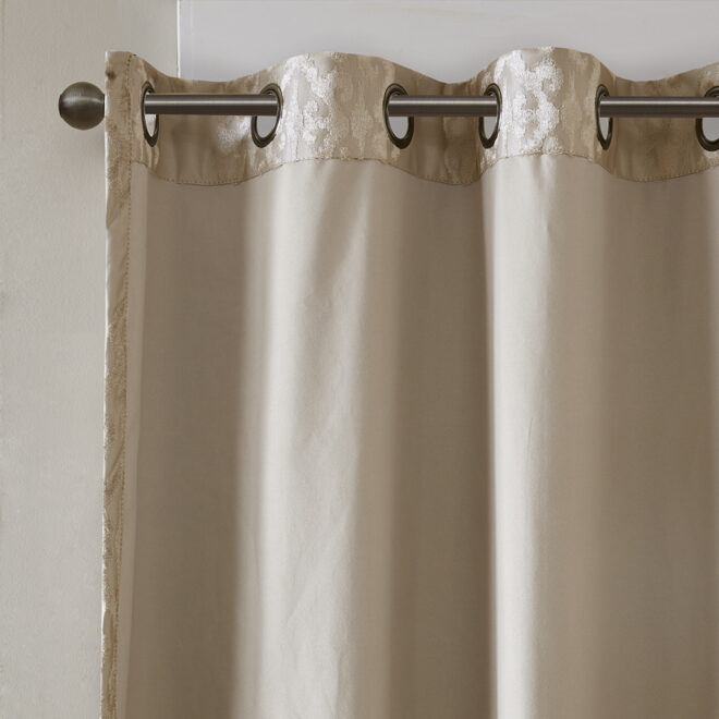 Knitted Jacquard Damask Total Blackout Grommet Top Curtain Panel(Only 1 Pc Panel) - Image 5