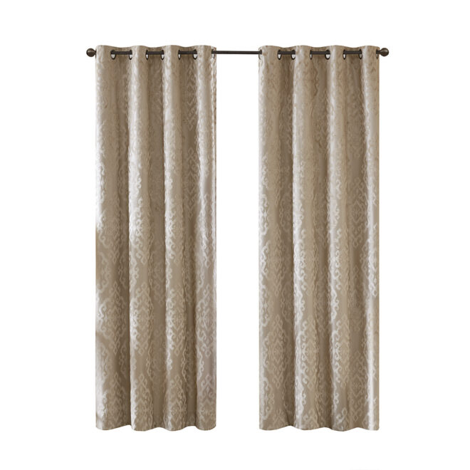 Knitted Jacquard Damask Total Blackout Grommet Top Curtain Panel(Only 1 Pc Panel) - Image 10