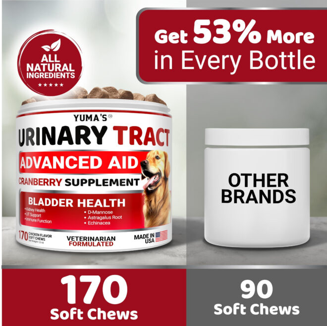 Dog UTI Treatment 170 Treats Cranberry Supplement for Dogs Bladder Control for Dogs - Image 5