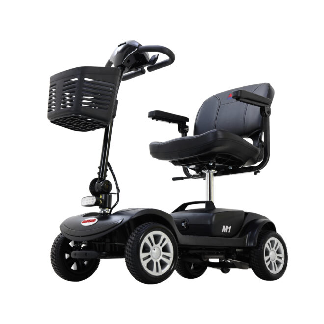 Four wheels Compact Travel Mobility Scooter with 300W Motor for Adult-300lbs, Gloss Black - Image 3
