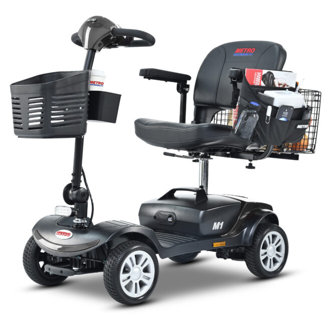 Four wheels Compact Travel Mobility Scooter with 300W Motor for Adult-300lbs, Gloss Black - Image 10