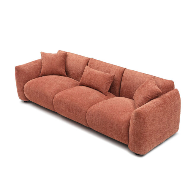 Mid Century Modern Couch 3-Seater Sofa for Livingroom, Orange - Image 2