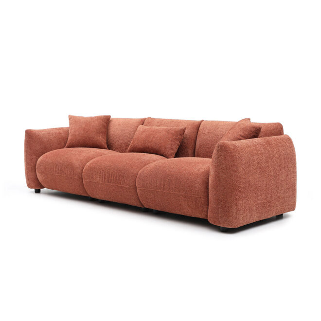 Mid Century Modern Couch 3-Seater Sofa for Livingroom, Orange - Image 3