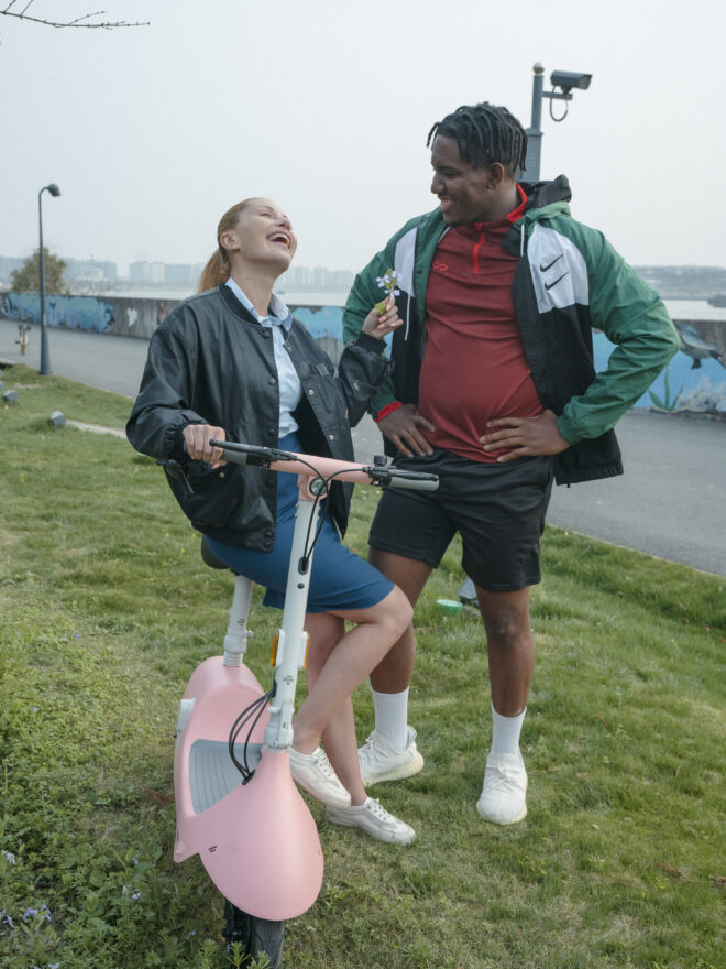 Electric Scooter with Foldable Seat w/35 Miles Operating Range & 15.5mph Max Speed - Pink - Image 2