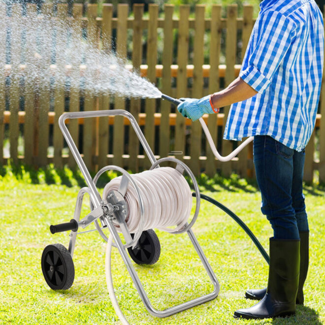 VEVOR Hose Reel Cart, Hold Up to 175 ft of 5/8'' Hose (Hose Not Included), Garden Water Hose Carts Mobile Tools with Wheels, Heavy Duty Powder-coated Steel Outdoor Planting for Garden, Yard, Lawn - Image 8