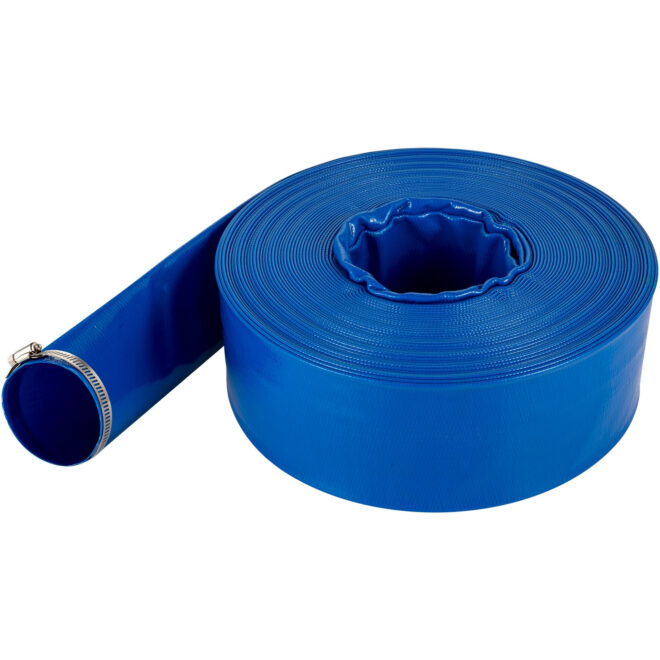 VEVOR Discharge Hose, 3" x 105', PVC Lay Flat Hose, Heavy Duty Backwash Drain Hose with Clamps, Weather-proof & Burst-proof, Ideal for Swimming Pool & Water Transfer, Blue - Image 9