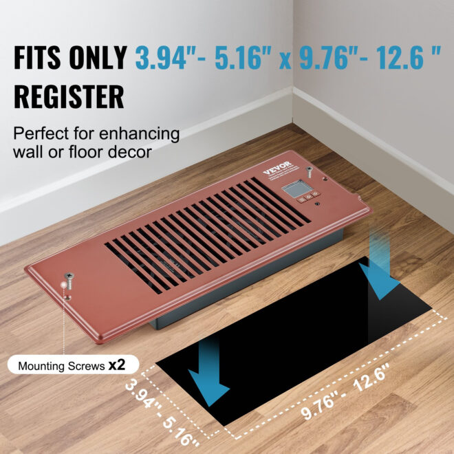 VEVOR Register Booster Fan, Quiet Vent Booster Fan Fits 4' x 12' Register Holes, with Remote Control and Thermostat Control, Adjustable Speed for Heating Cooling Smart Vent, Brown - Image 6