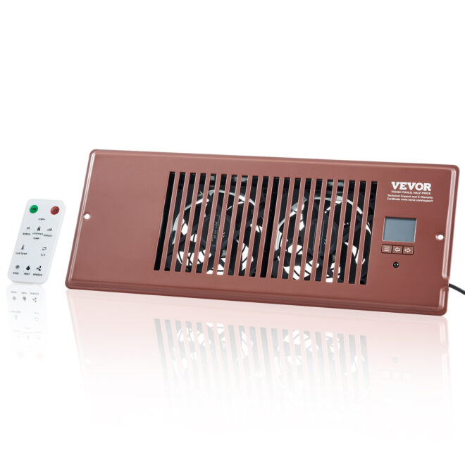 VEVOR Register Booster Fan, Quiet Vent Booster Fan Fits 4' x 12' Register Holes, with Remote Control and Thermostat Control, Adjustable Speed for Heating Cooling Smart Vent, Brown - Image 9