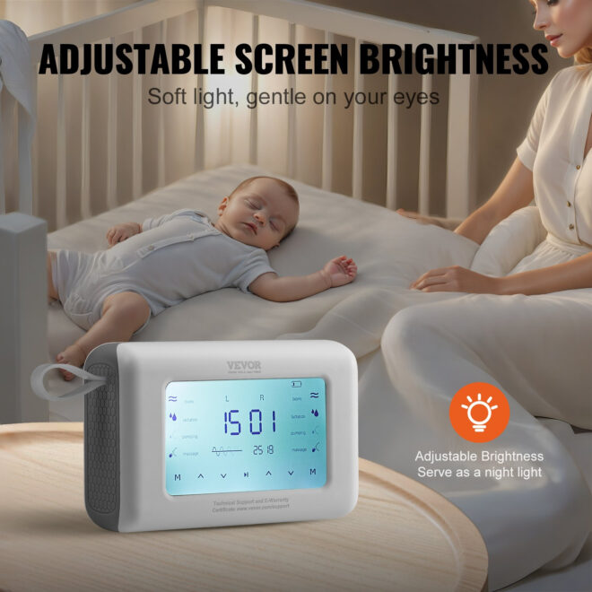 VEVOR Breast Pump, Single/Double Adjustable Electric Breast Pumps, 4 Modes & 9/15 Levels, Reciprocating Piston Pumps, 4000mAH Anti-Backflow Breastfeeding Pump with 300mmHg High Suction, 18/22mm Flange - Image 6