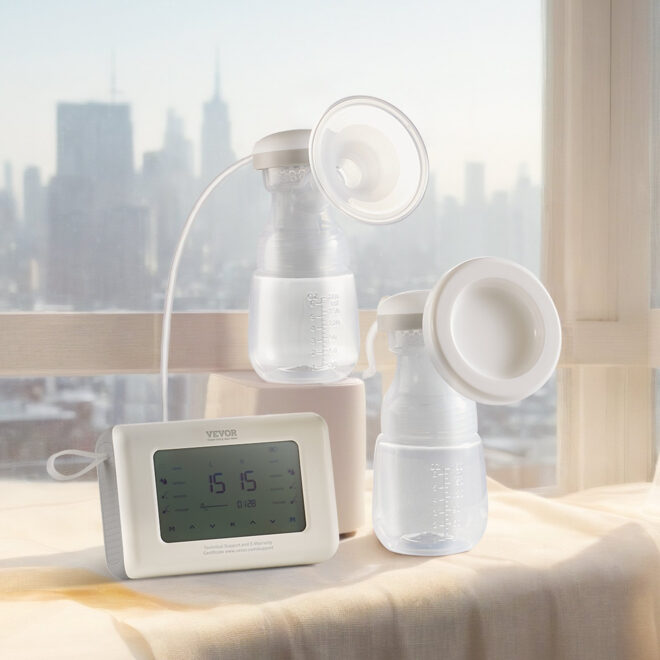 VEVOR Breast Pump, Single/Double Adjustable Electric Breast Pumps, 4 Modes & 9/15 Levels, Reciprocating Piston Pumps, 4000mAH Anti-Backflow Breastfeeding Pump with 300mmHg High Suction, 18/22mm Flange - Image 8