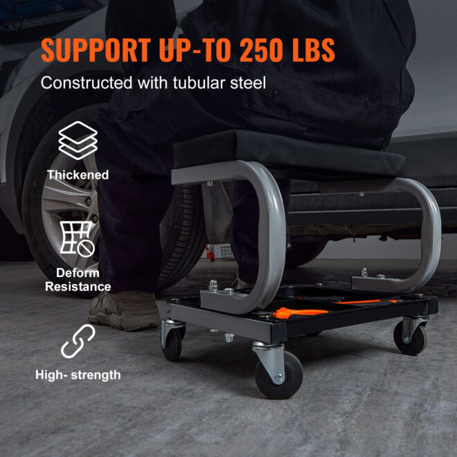 VEVOR Mechanics Garage Stool 250 LBS Mechanic Creeper Seat Under Car Tool Tray - Image 4