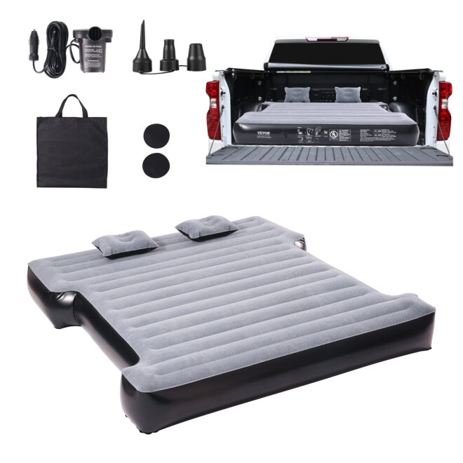 VEVOR Truck Bed Air Mattress, for 5.5-5.8 ft Full Size Short Truck Beds, Inflatable Air Mattress Camping Bed with 12V Air Pump 2 Pillows, Carry Bag, for Silverado, RAM, F Series, Sierra, Titan, Tundra - Image 9